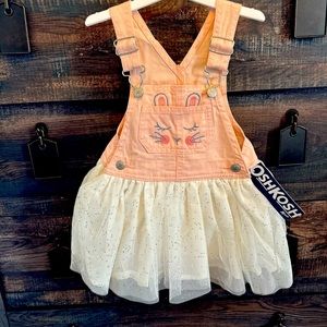 OshKosh Bunny Overalls Dress Pink 18M NWT